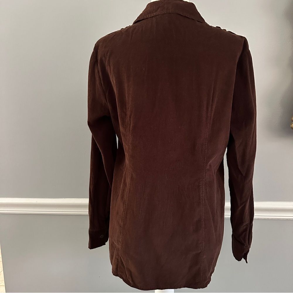 MacDougal & Houston brown long sleeve button up corduroy shirt size L - Picture 3 of 5